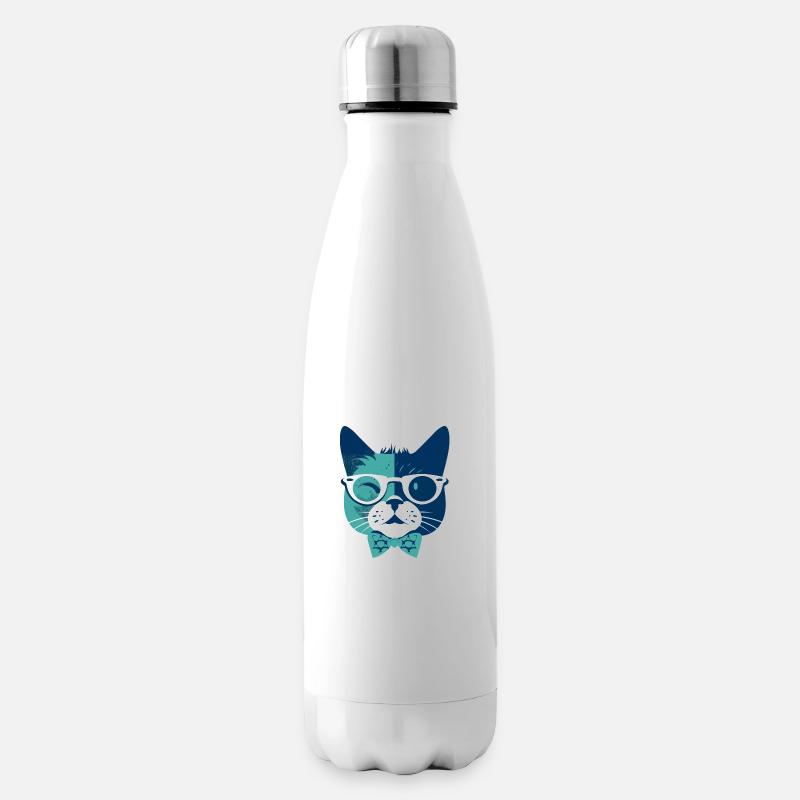 Hipster Katze - Isolierflasche - Weiß