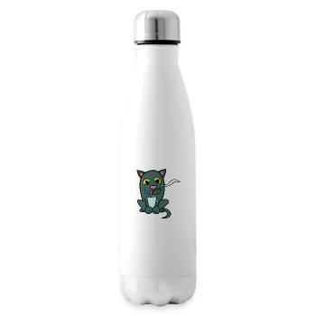 Kaffee und Katze - Isolierflasche - Weiß - Rechts