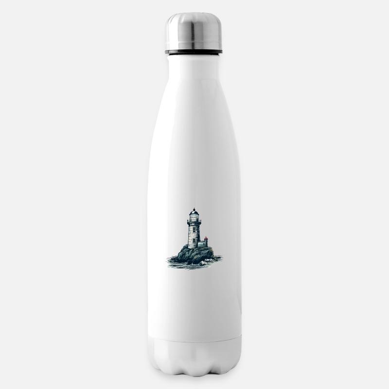 Bretonischer Leuchtturm Nr. 3 - Isolierflasche - Weiß