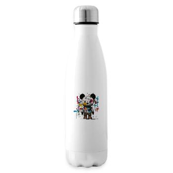 Bear-y stylish: une touche artistique contemporaine. - Bouteille isotherme - blanc - Droite