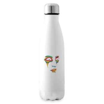 Beautiful female paint art Face colorful woman - Insulated Water Bottle - white - Right