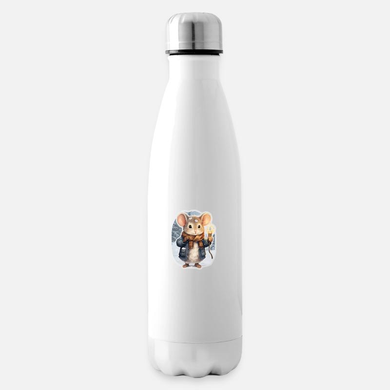 Moderne Maus im Winter - Isolierflasche - Weiß