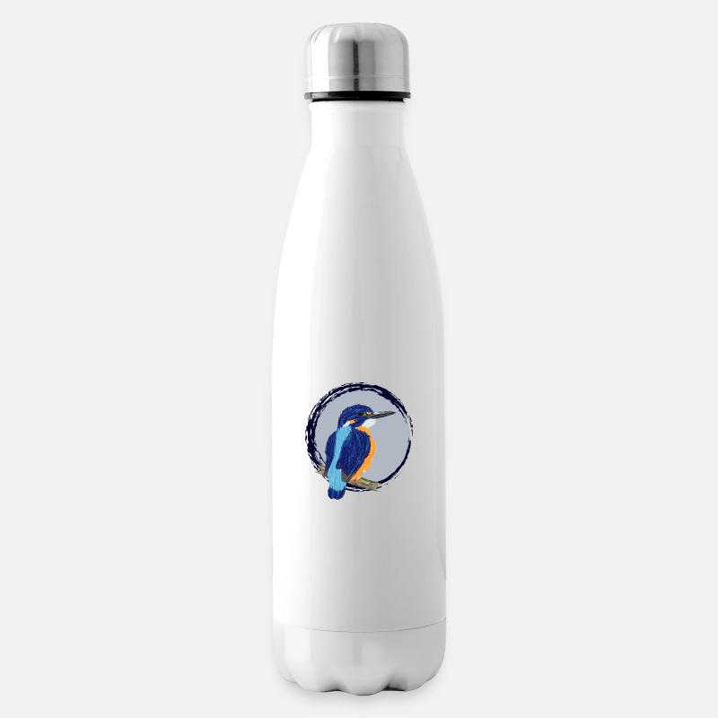Nettes Design mit einem Eisvogel III - Isolierflasche - Weiß