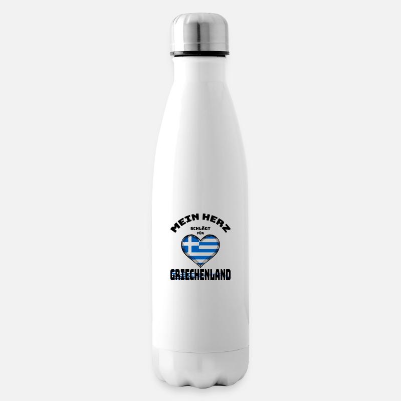 Mon cœur bat pour la Grèce - Bouteille isotherme - blanc