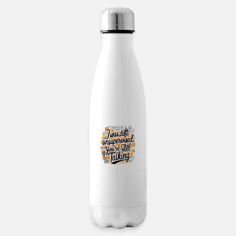 I Was Left Unsupervised - Insulated Water Bottle - white