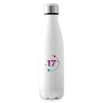 17. Geburtstag Bunter Herzkreis - Isolierflasche - Weiß - Rechts