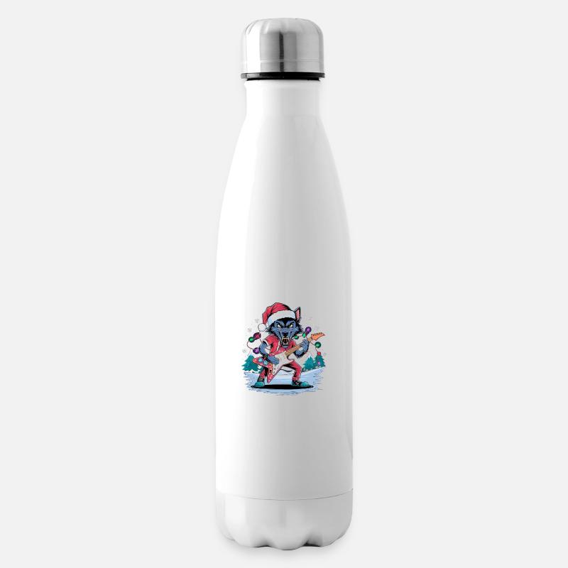 Weihnachten Wolfsfelsen – Festlich und wild - Isolierflasche - Weiß