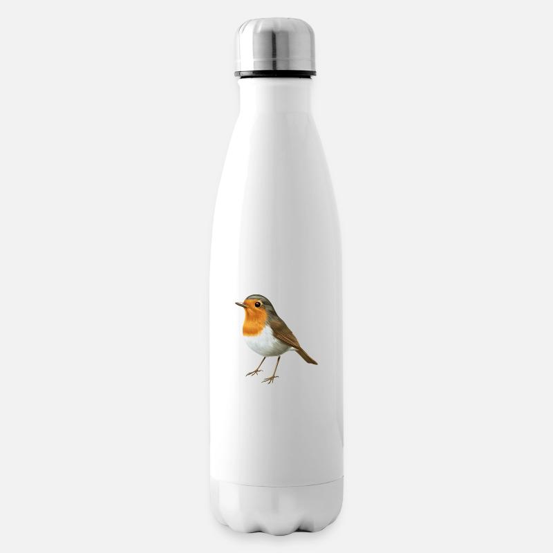 Petit rouge-gorge - Bouteille isotherme - blanc