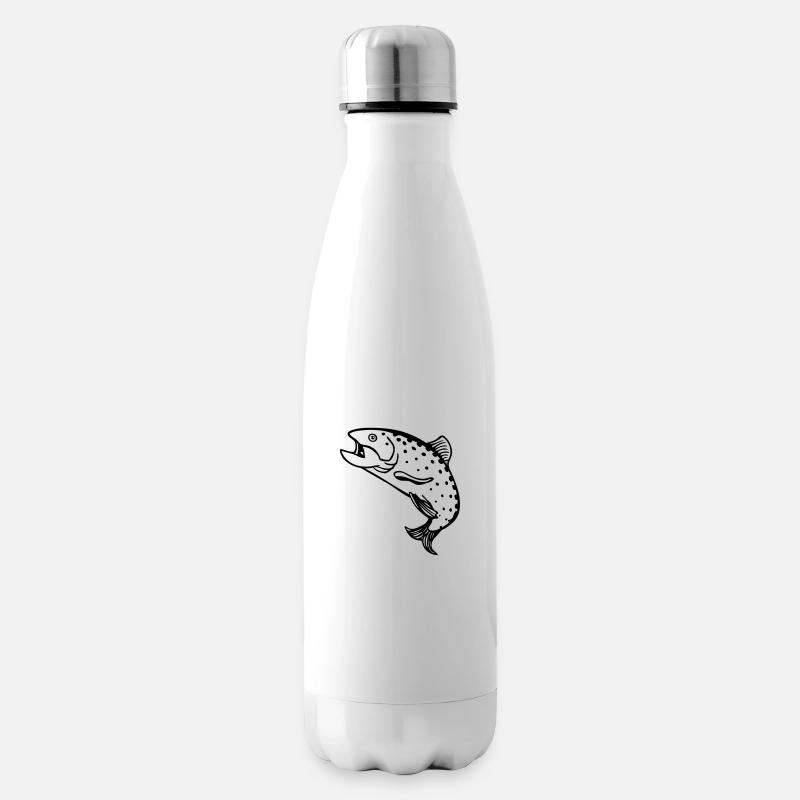 dessin pêcheur Truite saumon poisson pêche fun - Bouteille isotherme - blanc