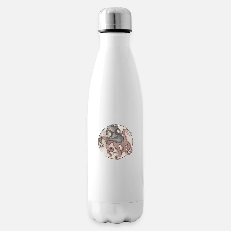 Poulpe en casque de plongée - Bouteille isotherme - blanc