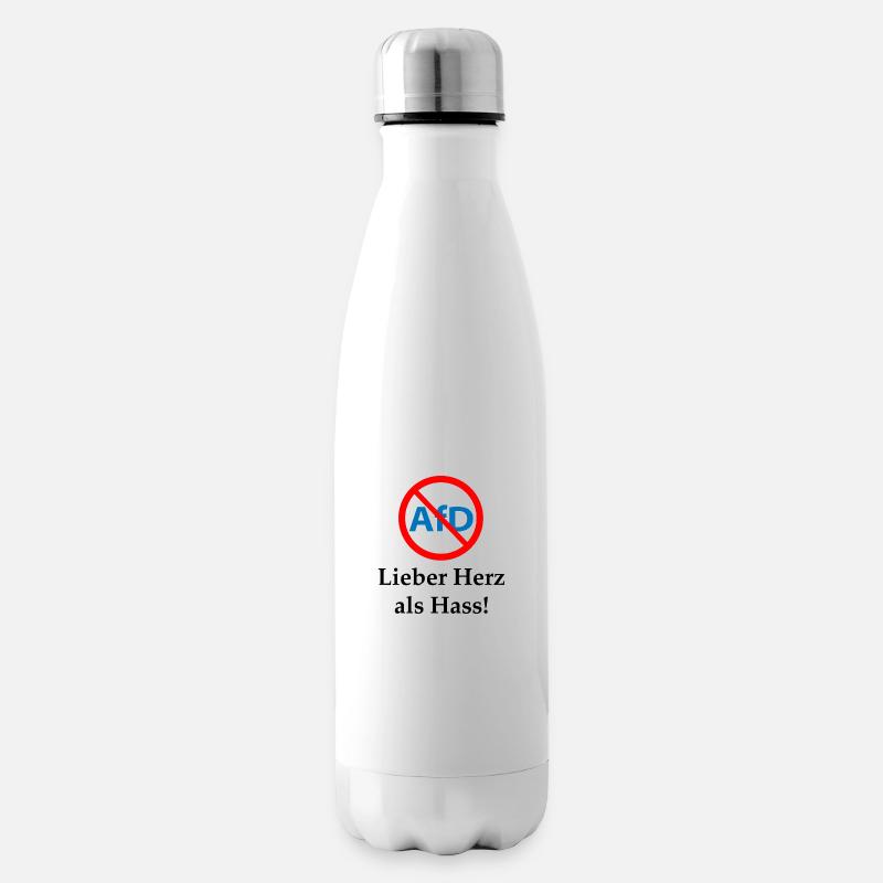 Gegen AfD! Herz statt Hass - Isolierflasche - Weiß