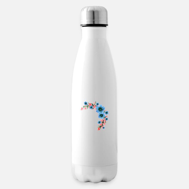 Blumen - Isolierflasche - Weiß
