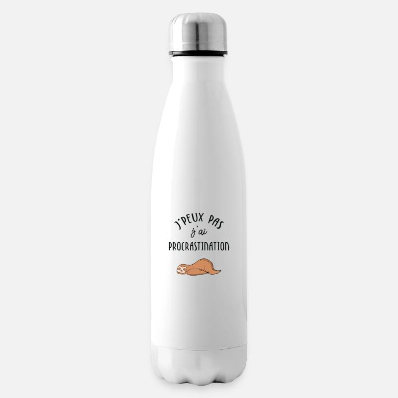J'peux pas J'ai procrastination - Bouteille isotherme - blanc