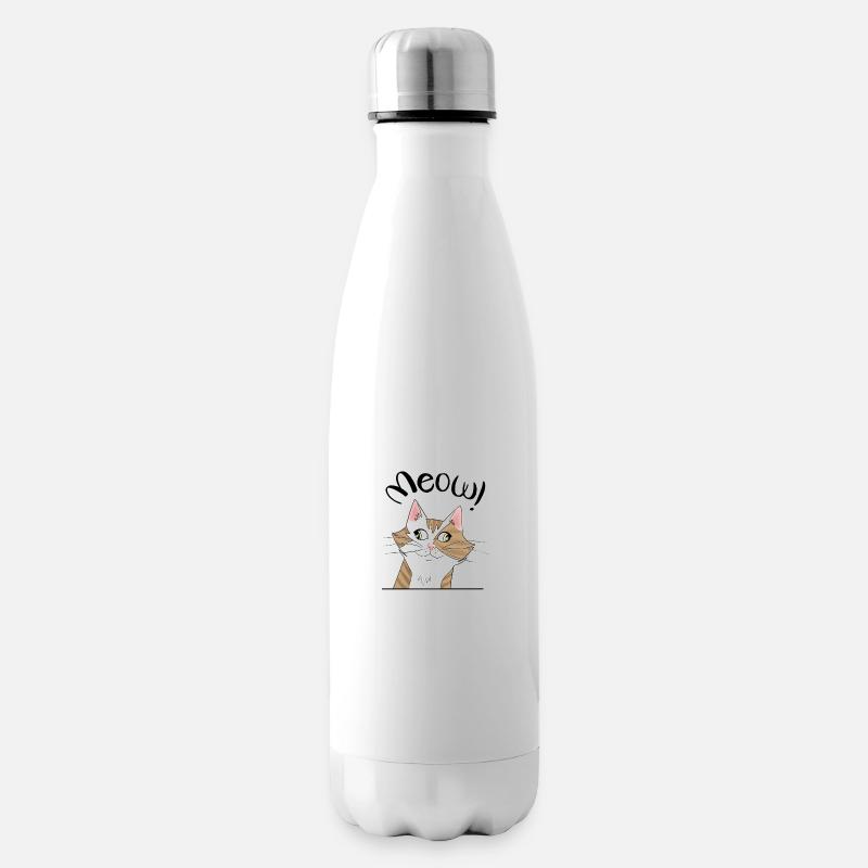Katze - Isolierflasche - Weiß