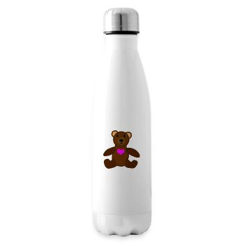 Bear with a pink heart - Insulated Water Bottle - white - Right