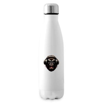 Gorilla Monkey DJ with Headphones - Insulated Water Bottle - white - Right