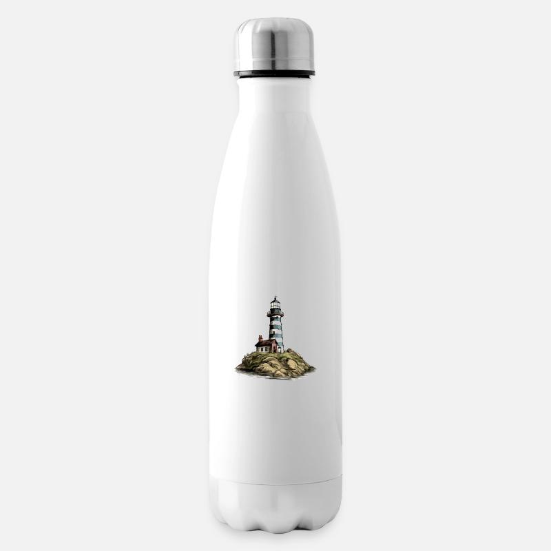 Bretonischer Leuchtturm Nr. 5 - Isolierflasche - Weiß