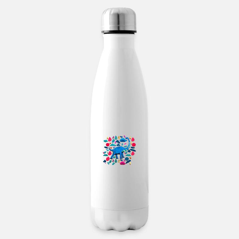 Brontosaure de bande dessinée bleu - Bouteille isotherme - blanc