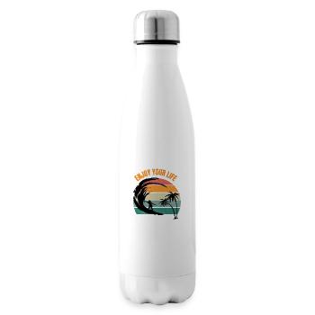 Enjoy your Life - Genieße dein Leben Geschenk - Isolierflasche - Weiß - Rechts