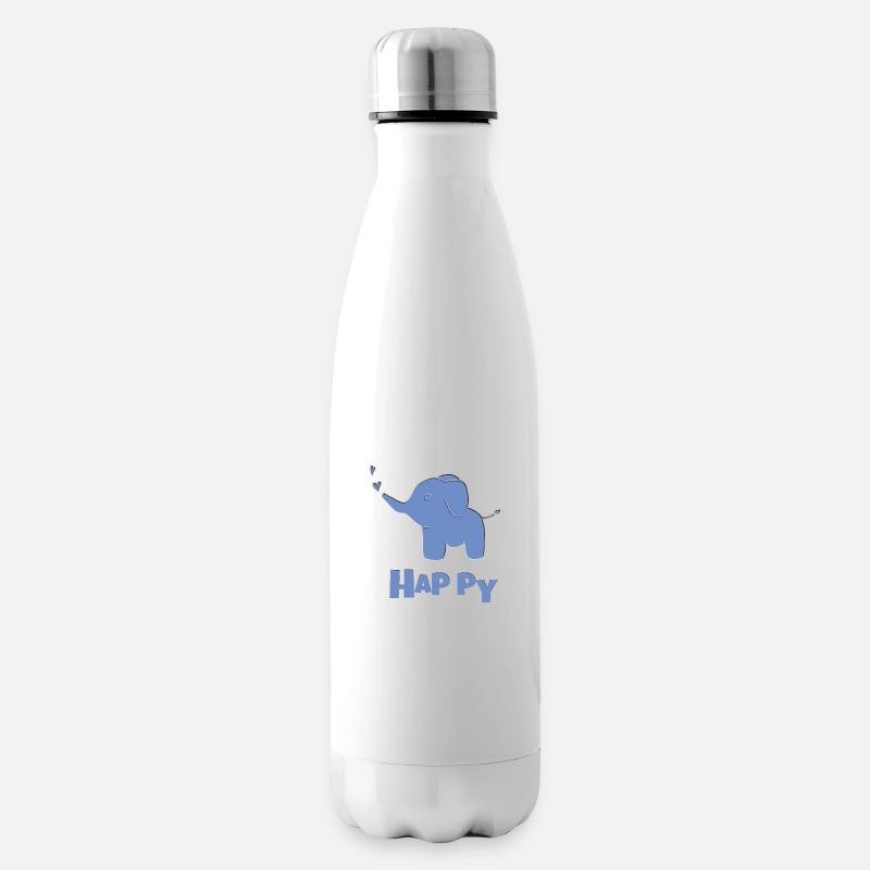 Elephant Happy - Insulated Water Bottle - white