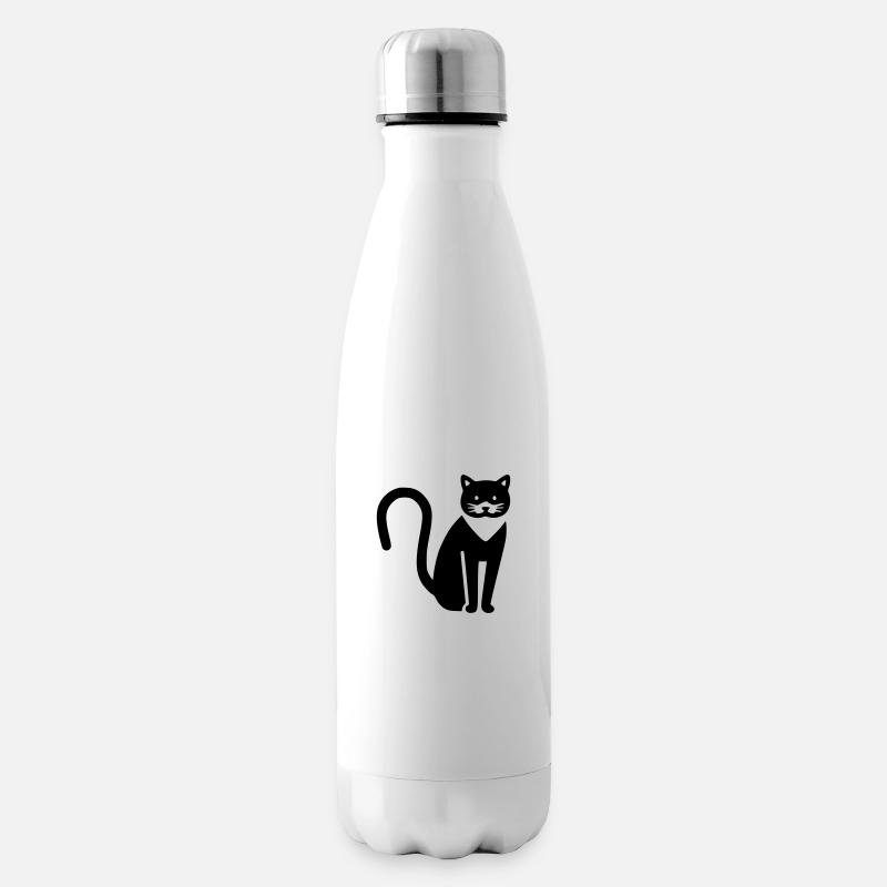 Katze - Isolierflasche - Weiß