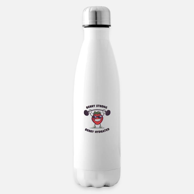 berry strong Erdbeere Comicfigur - Isolierflasche - Weiß