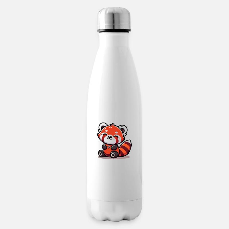 Roter Panda mit Herz - Isolierflasche - Weiß