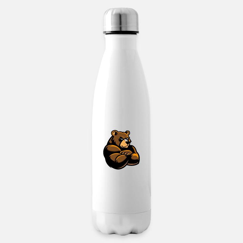 Bär Comic - Isolierflasche - Weiß