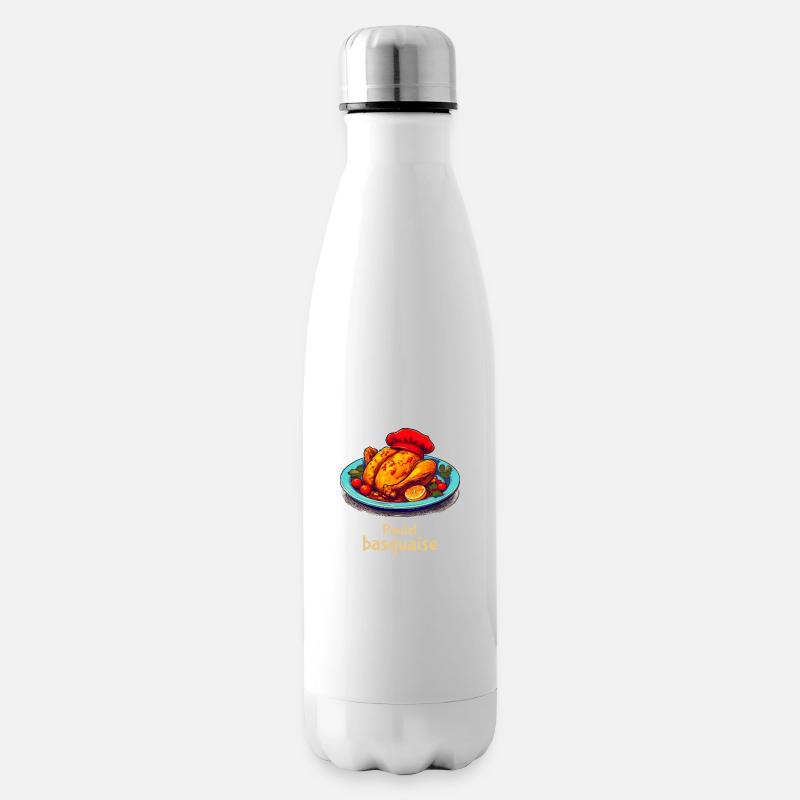 Poulet Basquaise - Texte clair - Bouteille isotherme - blanc
