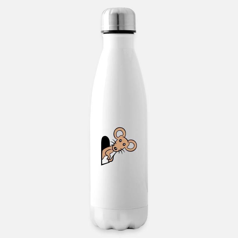 Trou de souris Trou de souris Trou de souris Peeps Mignon Drôle Bande dessinée - Bouteille isotherme - blanc