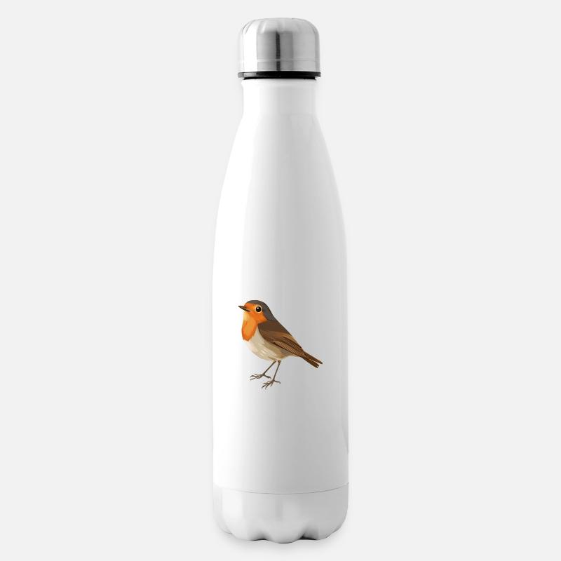 Rotkehlchen - Isolierflasche - Weiß