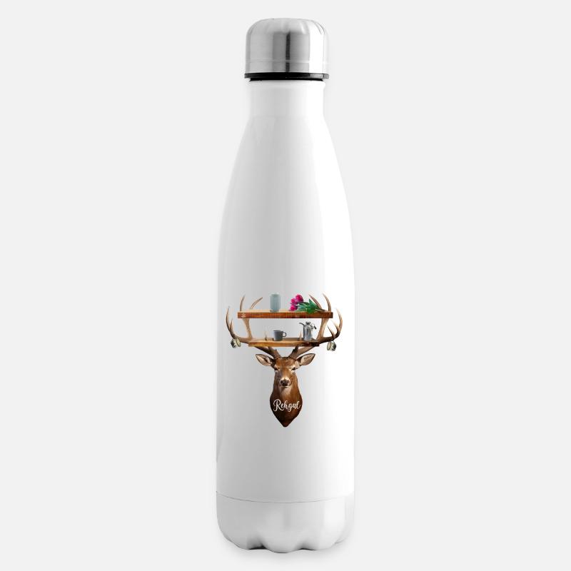 Geweih, Reh + Regal = Rehgal Design by summitXpeak - Isolierflasche - Weiß