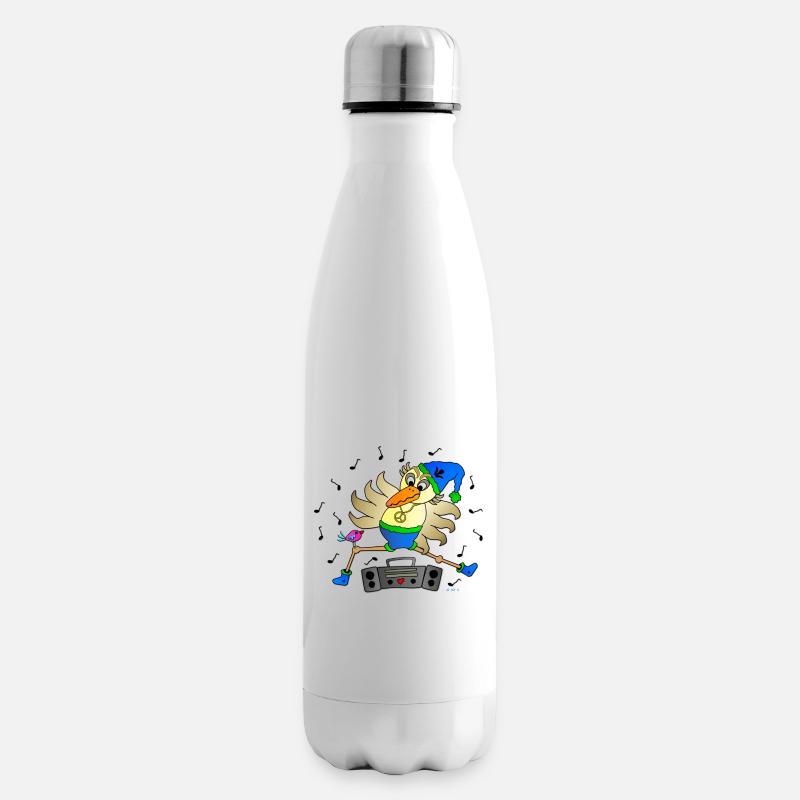 Weird Bird Dancer with Ghetto Blaster Fun Comic Insulated Water Bottle