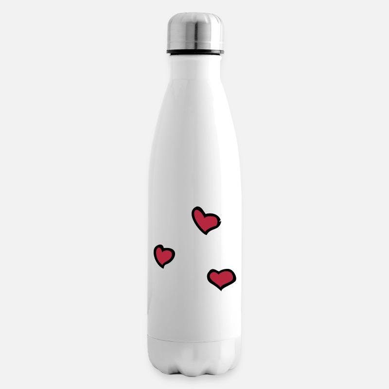 Herzen, Hearts, Liebe - Isolierflasche - Weiß