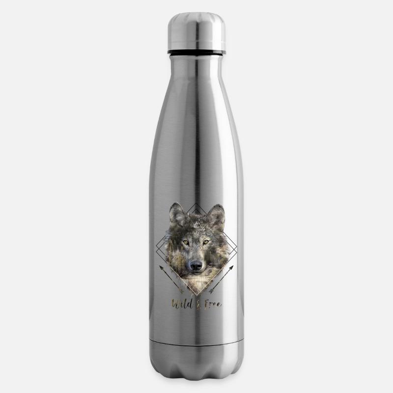 Wild & Free Wolf / Boho / Geometric - Isolierflasche - Lightsilver