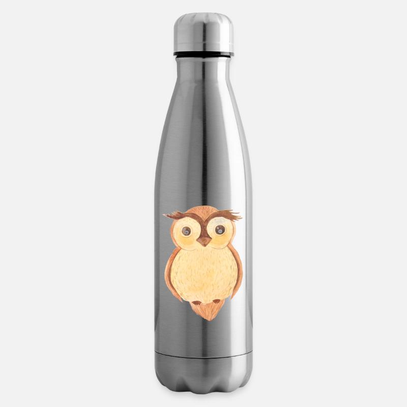 Uhu Eule Aquarell - Isolierflasche - Lightsilver