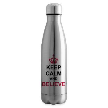 crown keep calm and believe poster royal king kr - Insulated Water Bottle - silver - Right