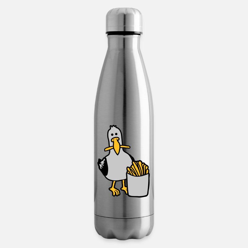 Glückliche Möwe geklaute Pommes - Isolierflasche - Lightsilver
