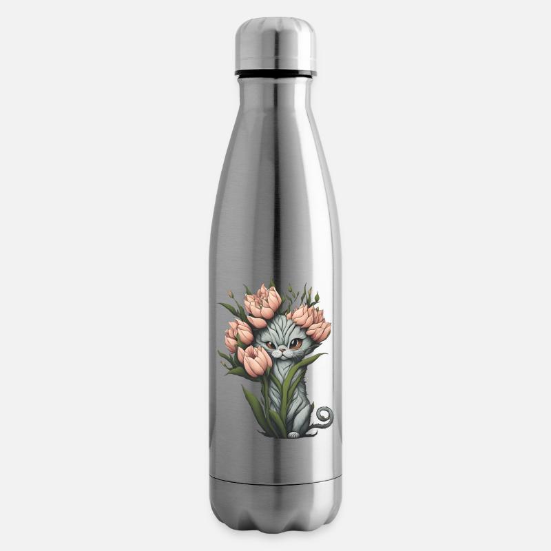 Fleur de chat extraterrestre - Bouteille isotherme - argent clair