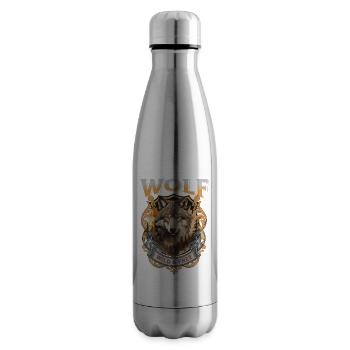 Wolf Wolfskopf Natur Wildnis Abenteuer Wald Kunst - Isolierflasche - Lightsilver - Rechts