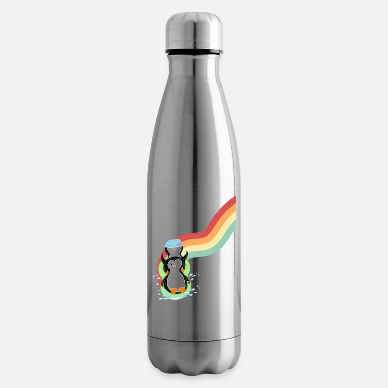 Penguins Slide - Insulated Water Bottle - silver