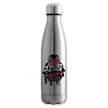 Funny Party Time Milk Cow Graffiti Animal Quote - Insulated Water Bottle - silver - Right