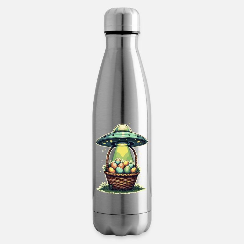 Conception d’enlèvement d’oeuf de Pâques extraterrestre - Bouteille isotherme - argent clair