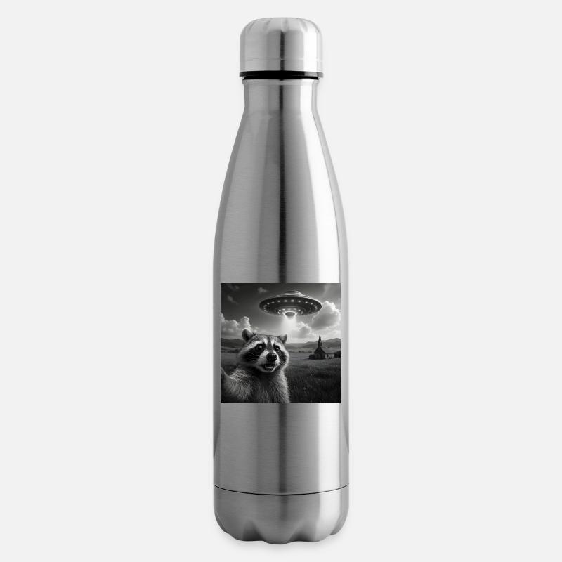 Waschbär Selfie mit Ufo - Isolierflasche - Lightsilver
