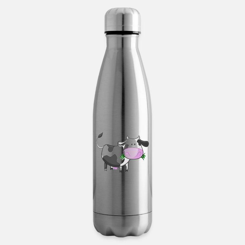 Naschende Comic Kuh - Isolierflasche - Lightsilver