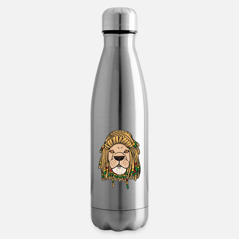 Reggae Rasta Rastafari Löwe Dreadlocks Geschenk - Isolierflasche - Lightsilver