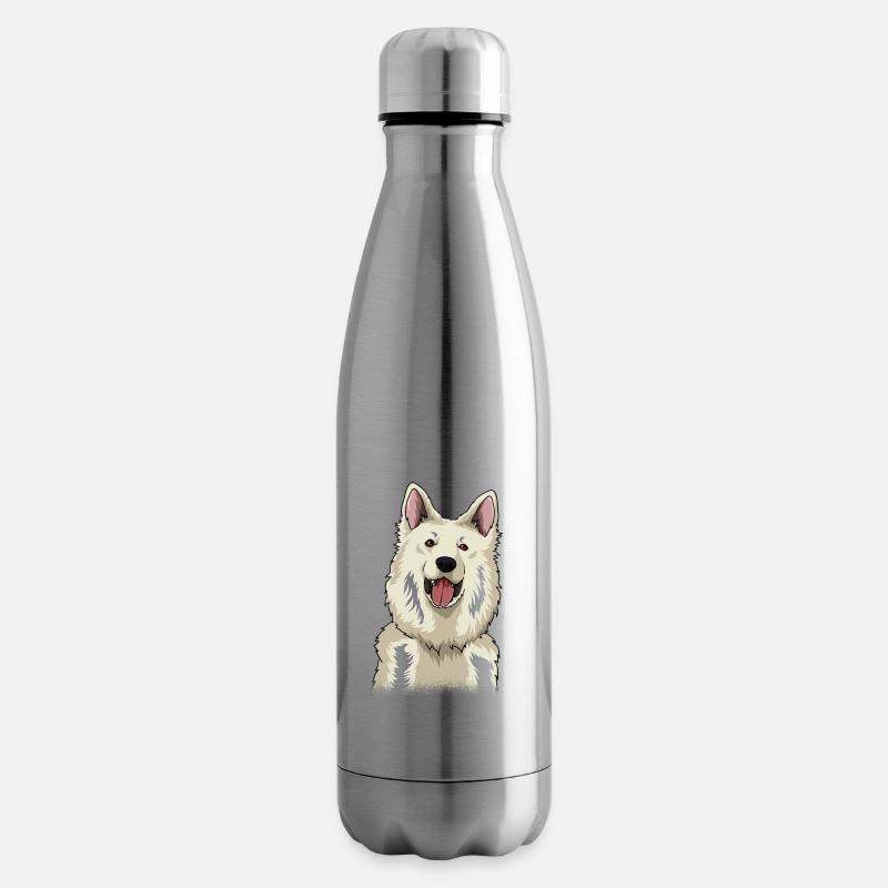 Weißer Schweizer Schäferhund Geschenk - Isolierflasche - Lightsilver