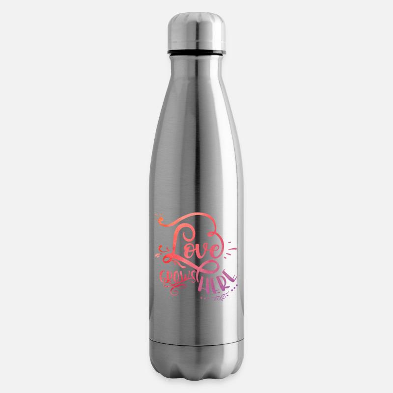 Love grows here - Insulated Water Bottle - silver