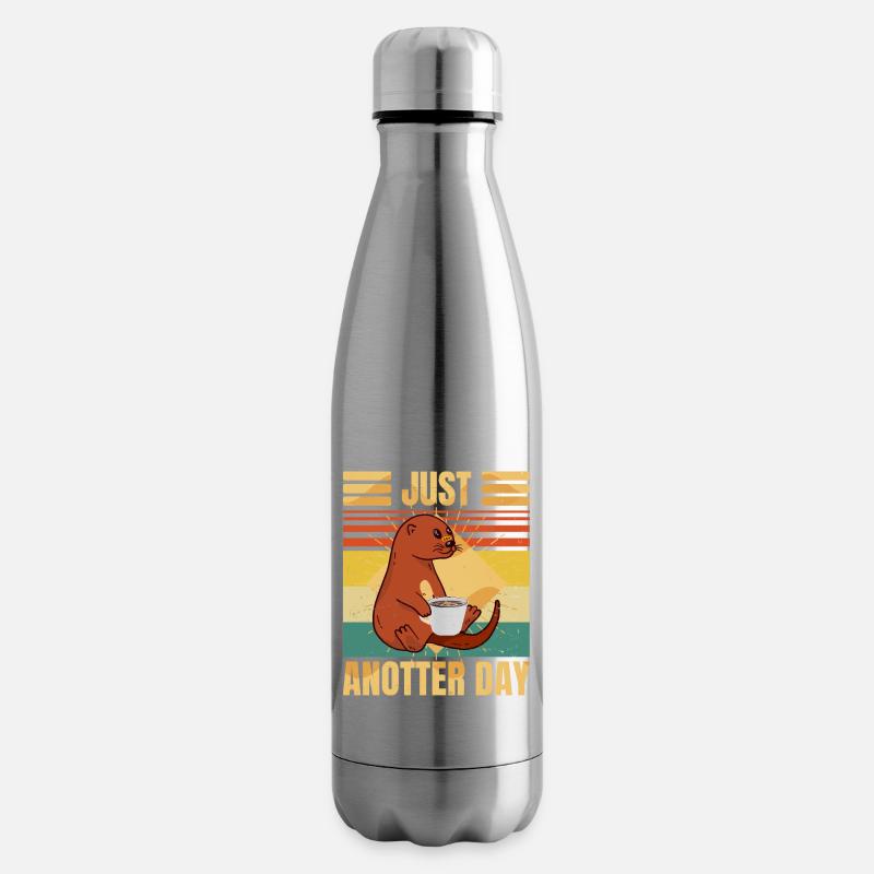 Funny Otter – Just Anotter Day - Retro Coffee - Isolierflasche - Lightsilver