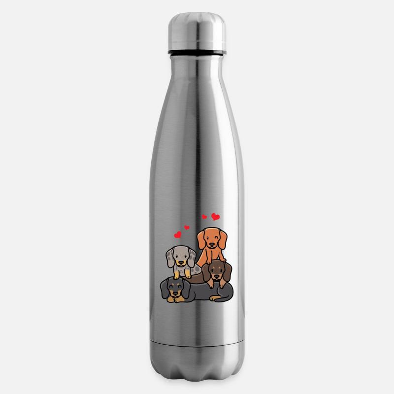 Teckel Chien Teckel Teckel Avec Des Cœurs - Bouteille isotherme - argent clair